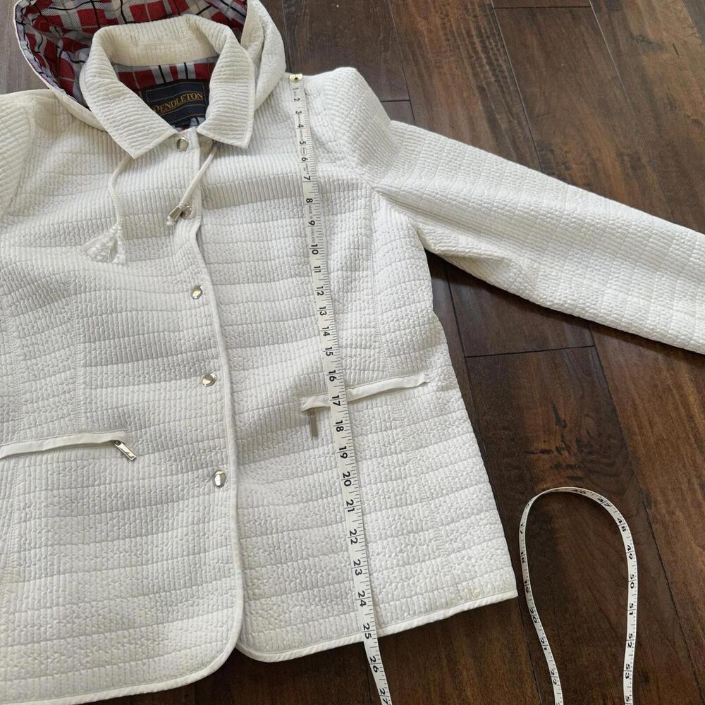 Pendleton White Button Front Hooded Jacket Coat S… - image 8